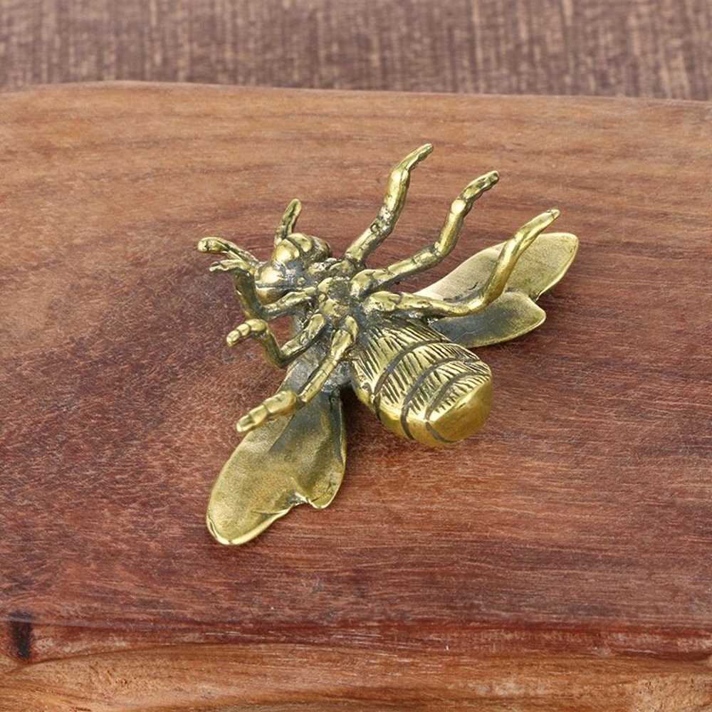 Solid Brass Honeybee Figurine Mini Insect Desk Ornament Collectible 2