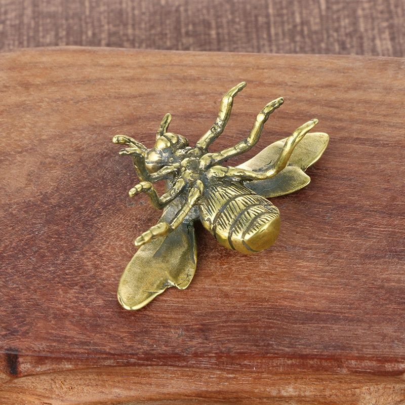 Solid Brass Honeybee Figurine Mini Insect Desk Ornament Collectible 2