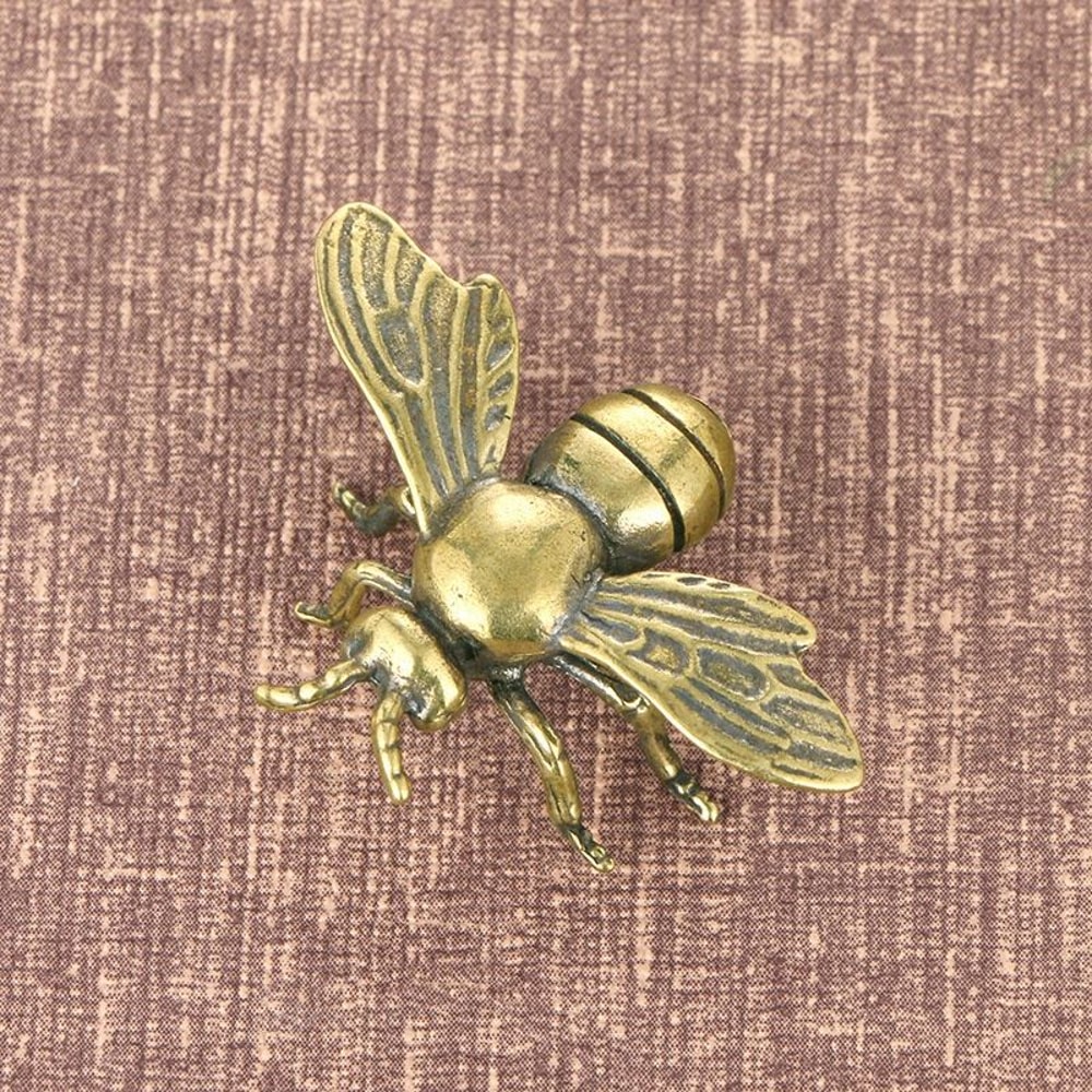 Solid Brass Honeybee Figurine Mini Insect Desk Ornament Collectible 5