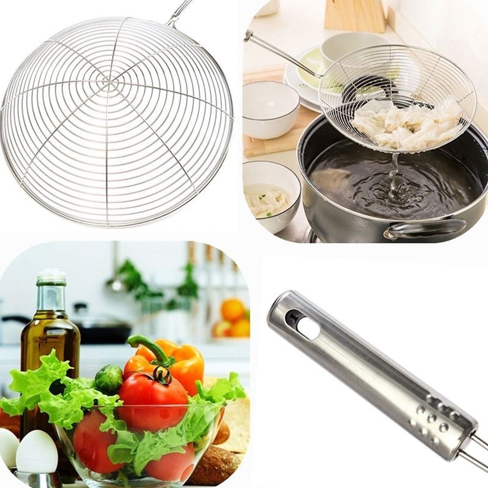 Stainless Steel Frying Filter Spoon Long Handle Oil Strainer Kitchen Sieve 1