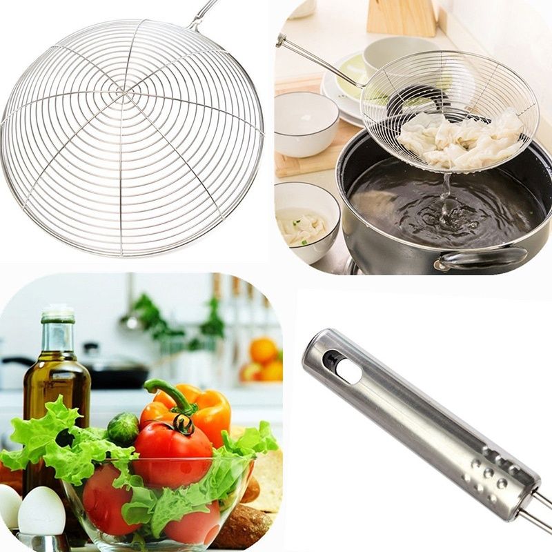 Stainless Steel Frying Filter Spoon Long Handle Oil Strainer Kitchen Sieve 1