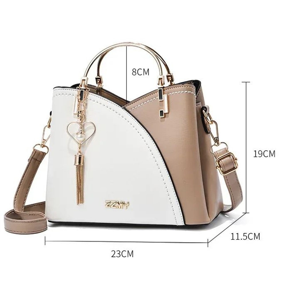 Elegant Patchwork PU Leather Shoulder Bag Women Office Messenger Handbag 5