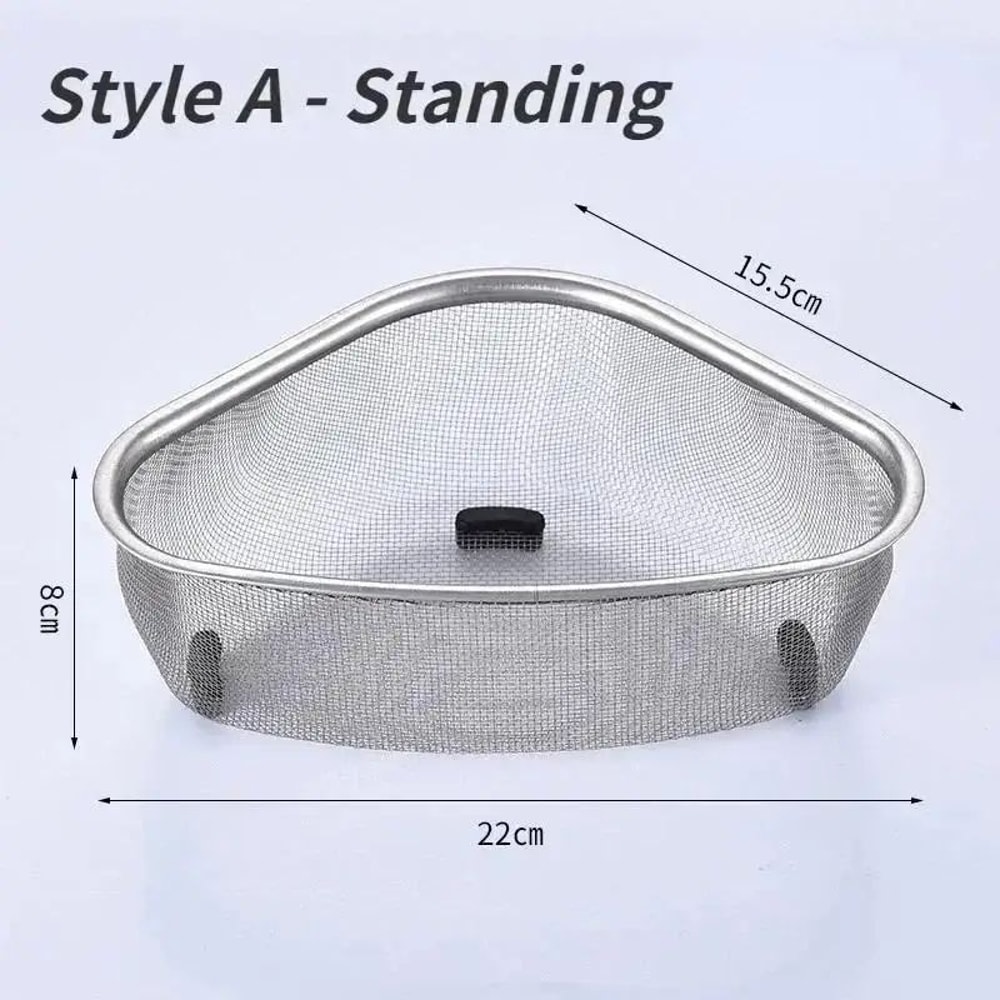 Stainless Steel Sink Drain Basket Triangle Kitchen Food Filter Organizer Rack 1