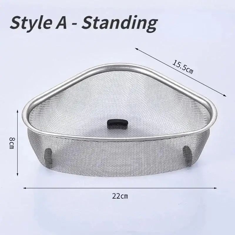 Stainless Steel Sink Drain Basket Triangle Kitchen Food Filter Organizer Rack 5