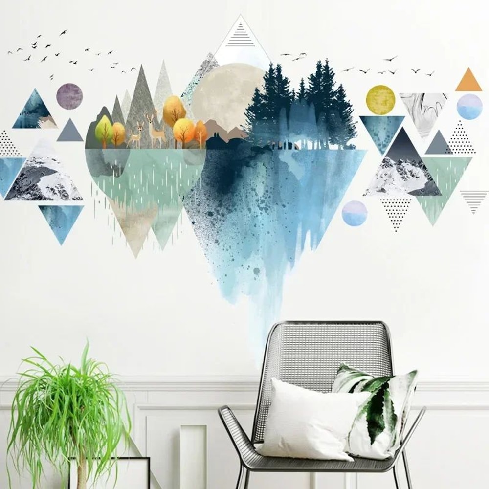 Nordic Triangle Mountain Wall Sticker Dreamy Vinyl Wall Decal For Modern Homes 0