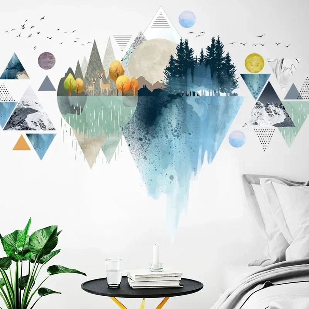 Nordic Triangle Mountain Wall Sticker Dreamy Vinyl Wall Decal For Modern Homes 4