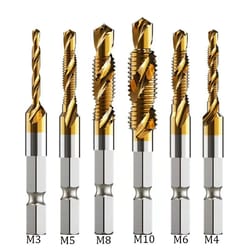 titanium hss tap drill bit set – hex shank screw thread tapping tools (m3–m10)