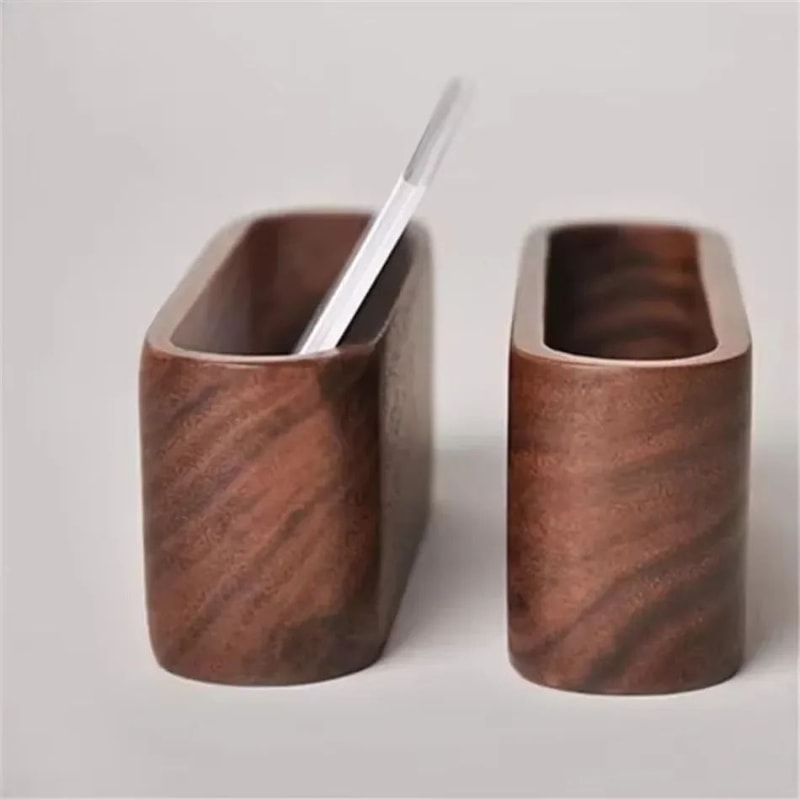 Black Walnut Wooden Business Card Box Solid Wood Desktop Business Card Holder With Large Capacity 3