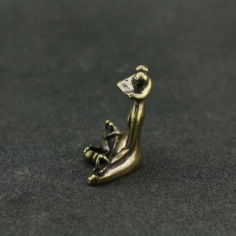 Vintage Brass Zen Frog Statue Buddhist Meditation Decor Incense Burner Tea Pet Sculpture 2