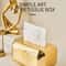 Luxury Golden Tissue Box Holder Elegant Decorative Desktop Tissue Organizer 3