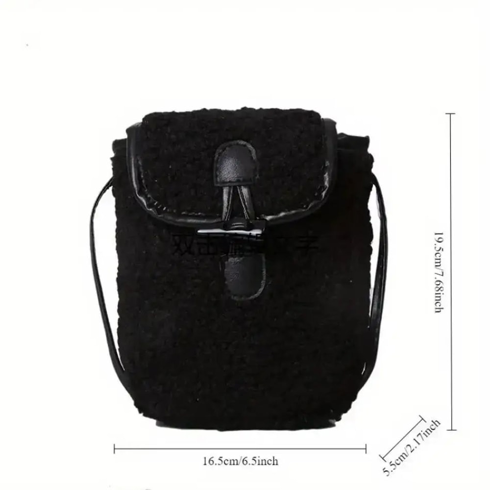 Women Retro Lamb Fleece Crossbody Phone Bag Minimalist ColorBlock Shoulder Mini Bag 4