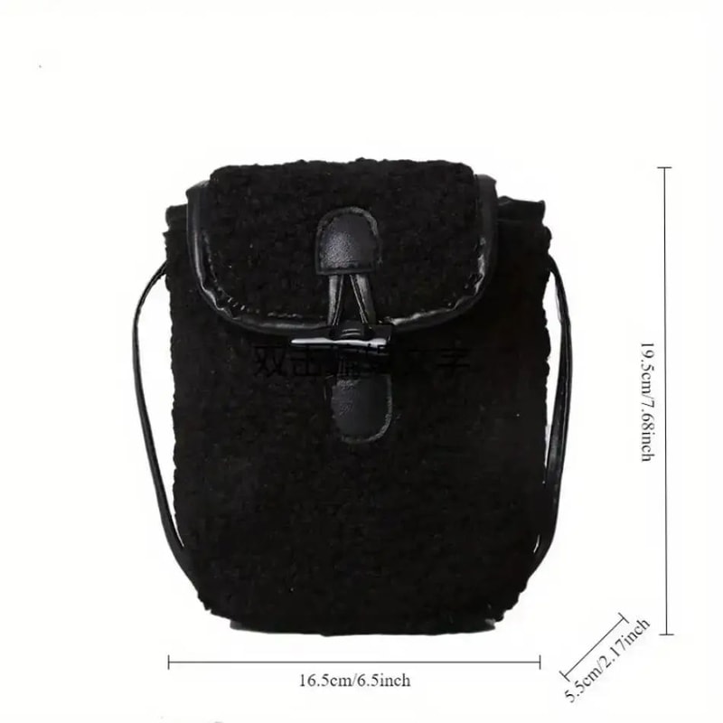 Women Retro Lamb Fleece Crossbody Phone Bag Minimalist ColorBlock Shoulder Mini Bag 4