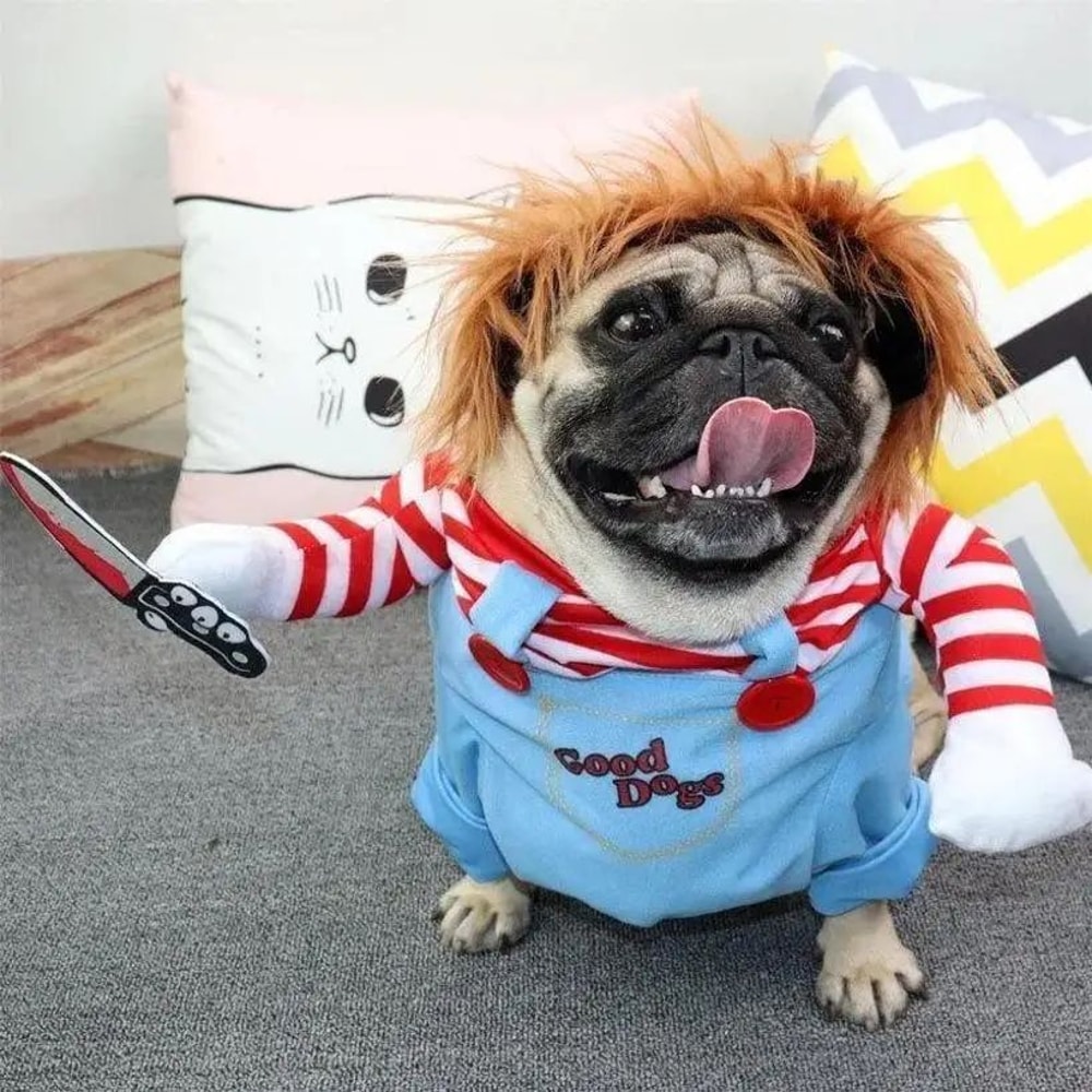 Funny Halloween Dog Costume With Knife Plush Outfit For Dogs And Cats 2
