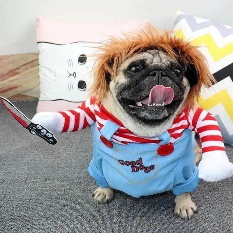 Funny Halloween Dog Costume With Knife Plush Outfit For Dogs And Cats 2