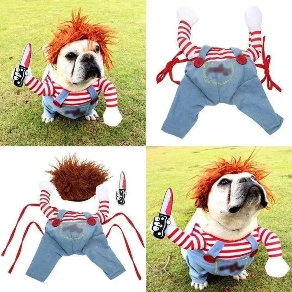 Funny Halloween Dog Costume With Knife Plush Outfit For Dogs And Cats 5