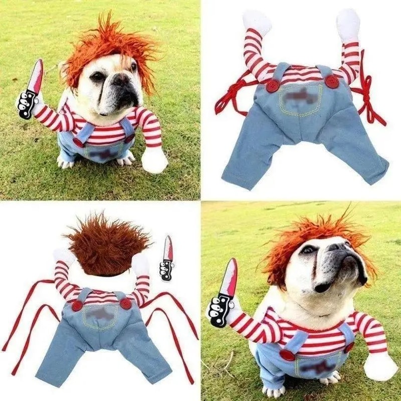 Funny Halloween Dog Costume With Knife Plush Outfit For Dogs And Cats 5