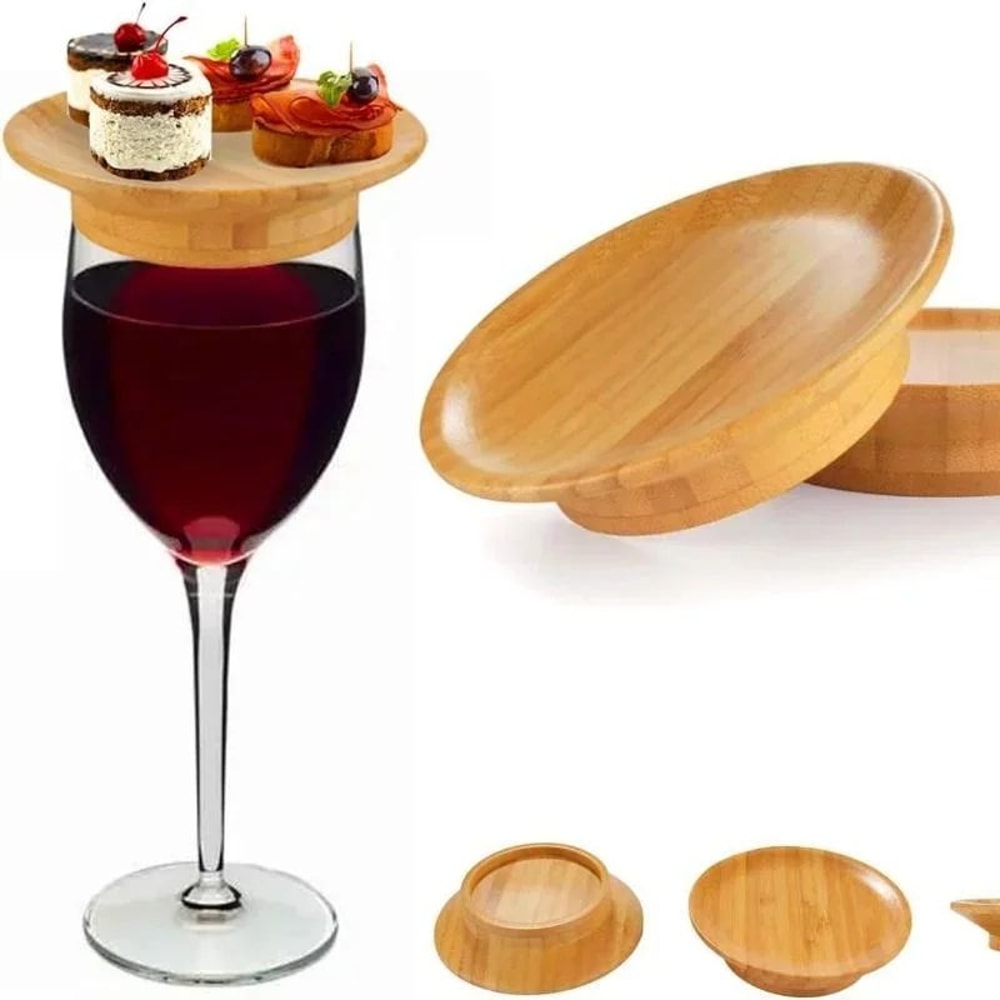 Bamboo Wine Glass Charcuterie Topper With Wooden Lid And Coaster 1