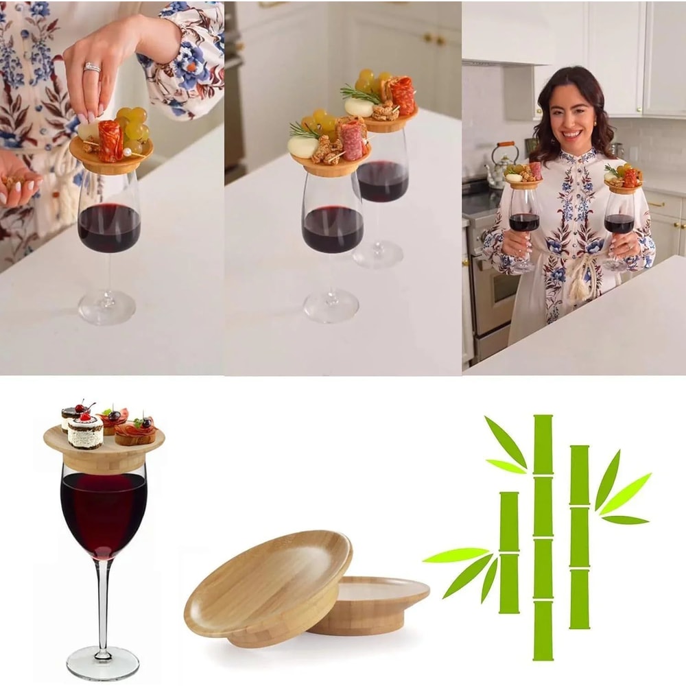 Bamboo Wine Glass Charcuterie Topper With Wooden Lid And Coaster 5