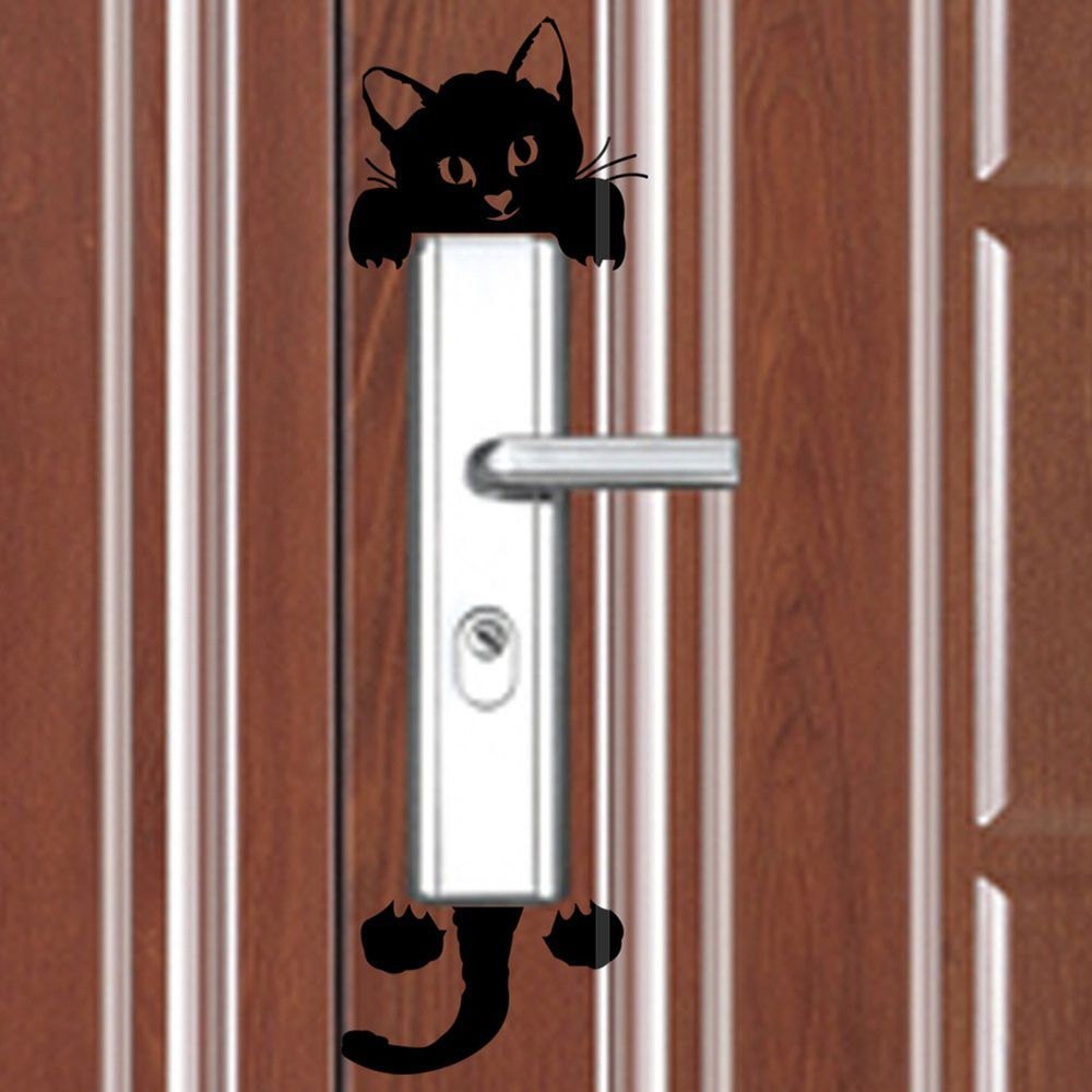 Cute Black Cat Wall Stickers For Light Switch DIY Home Decor Set 5