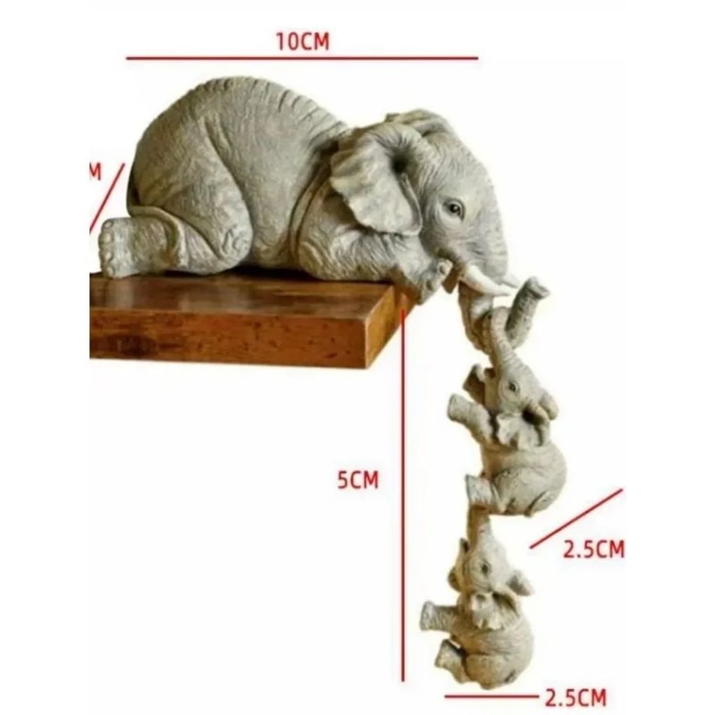 Elephant Family Resin Figurines Set Cute Home Decor Ornaments 4