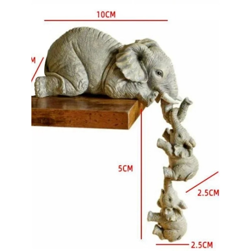 Elephant Family Resin Figurines Set Cute Home Decor Ornaments 6