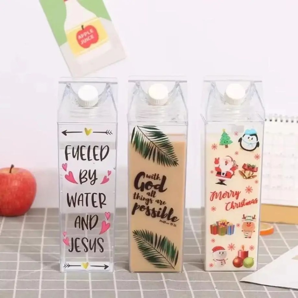 Transparent Milk Box Water Cup Large Capacity Plastic Drink Cup 8