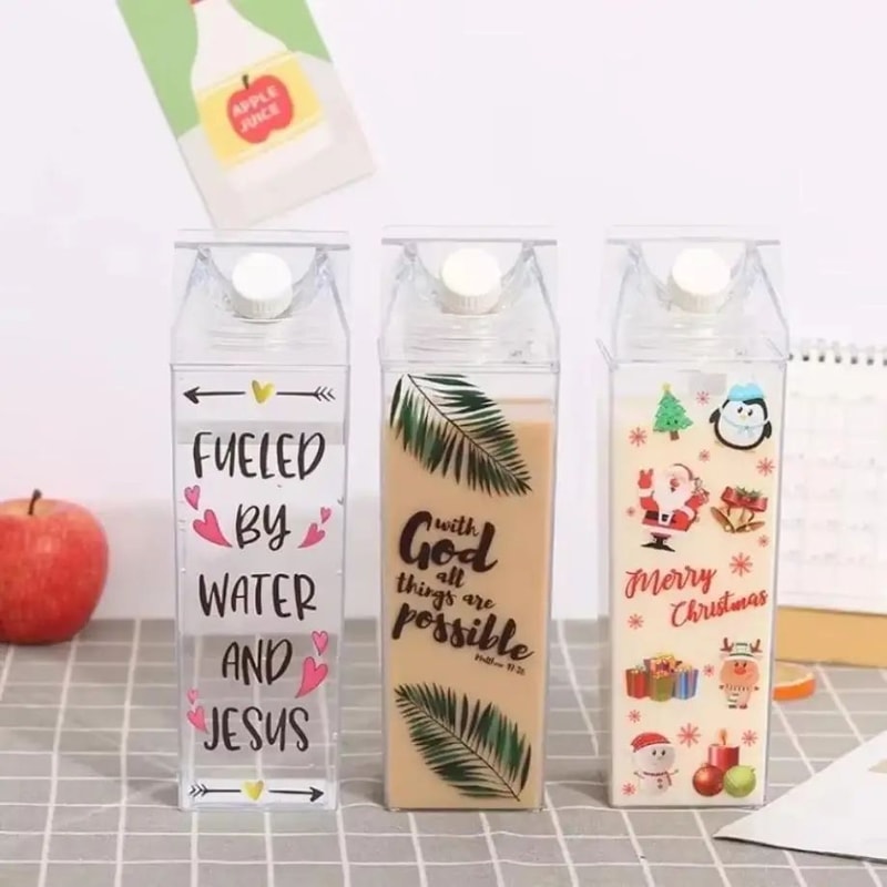 Transparent Milk Box Water Cup Large Capacity Plastic Drink Cup 8