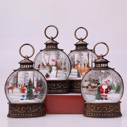 lighted christmas snow globe lantern led holiday night light