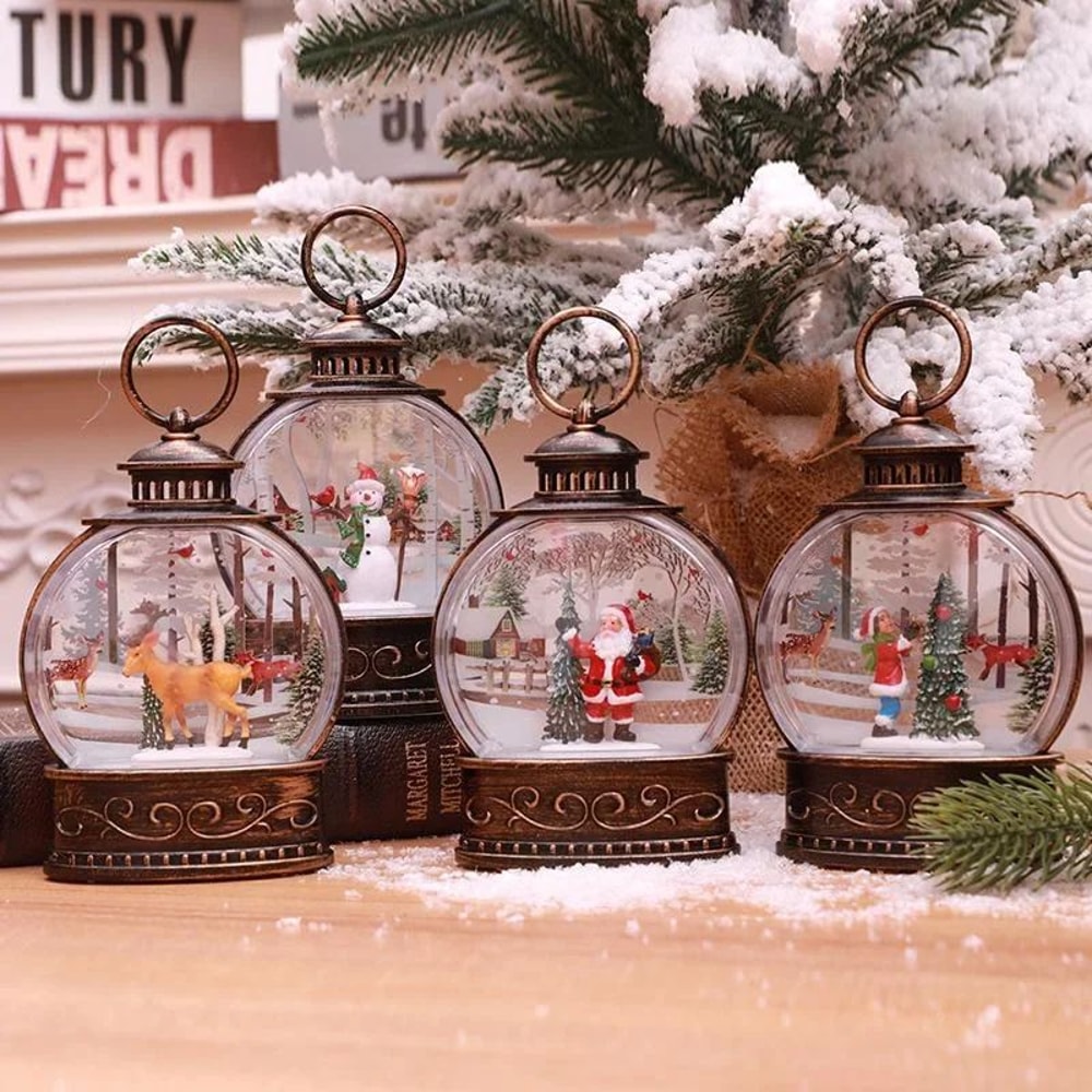 Lighted Christmas Snow Globe Lantern LED Holiday Night Light 1