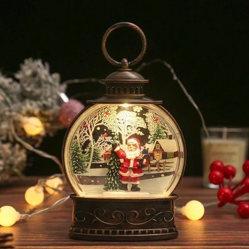 Lighted Christmas Snow Globe Lantern LED Holiday Night Light 2
