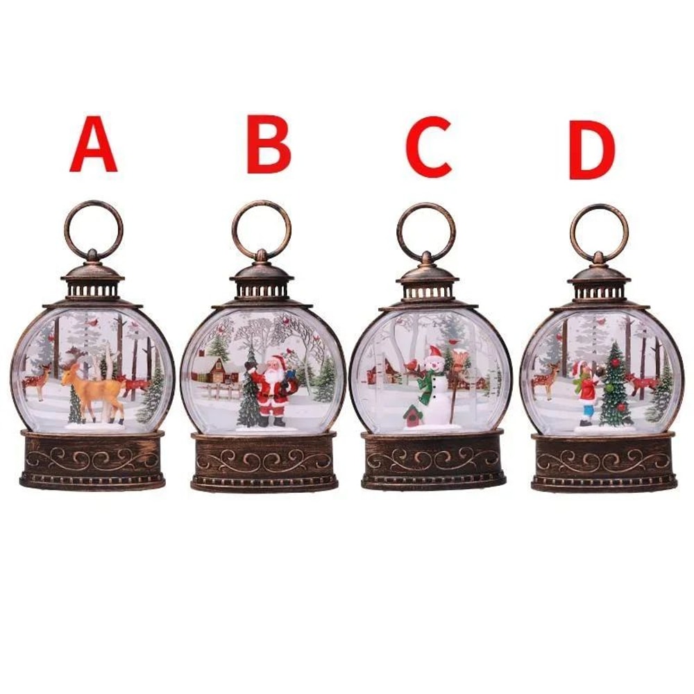 Lighted Christmas Snow Globe Lantern LED Holiday Night Light 3