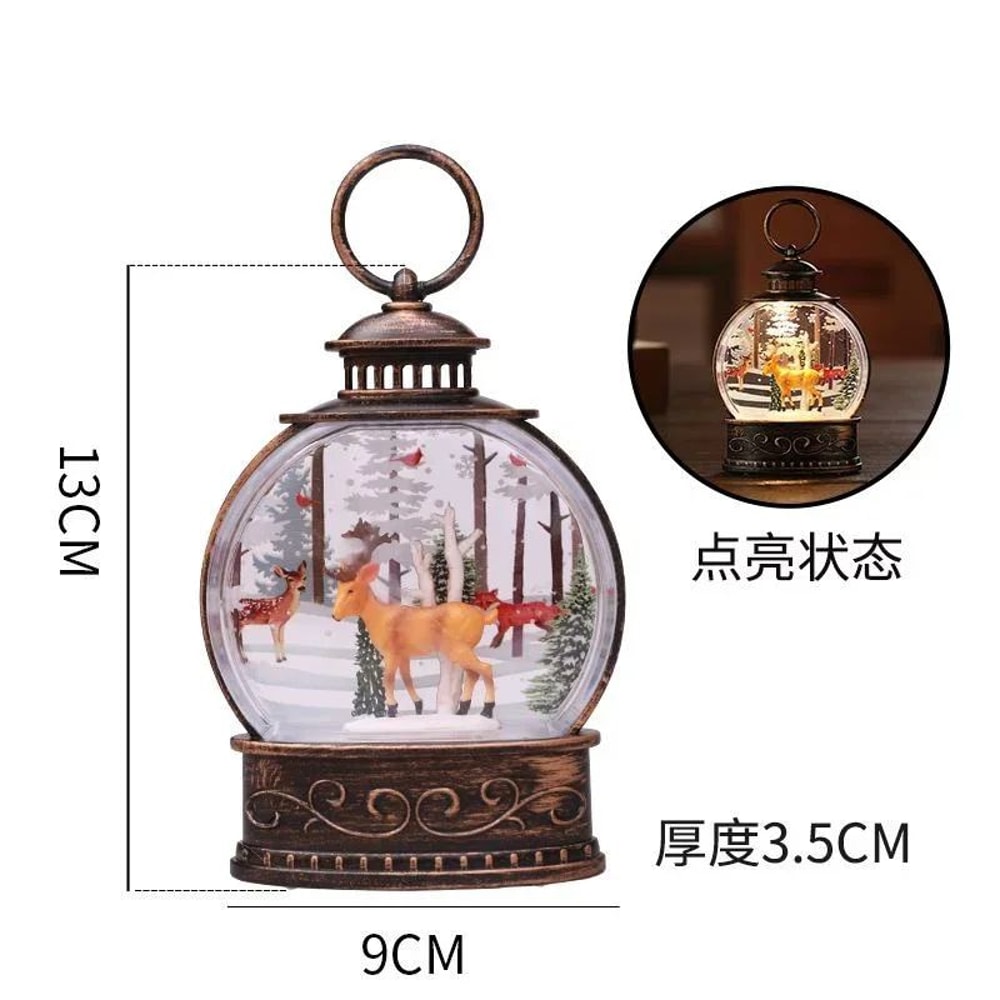 Lighted Christmas Snow Globe Lantern LED Holiday Night Light 9