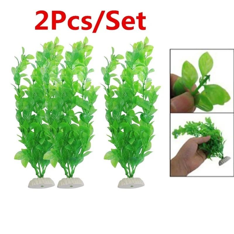Green Artificial Aquarium Plants Plastic Fish Tank Decor Grass 0