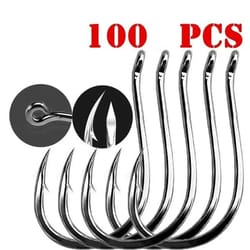 high carbon steel fishing hooks set barbed circle hooks 100pcs