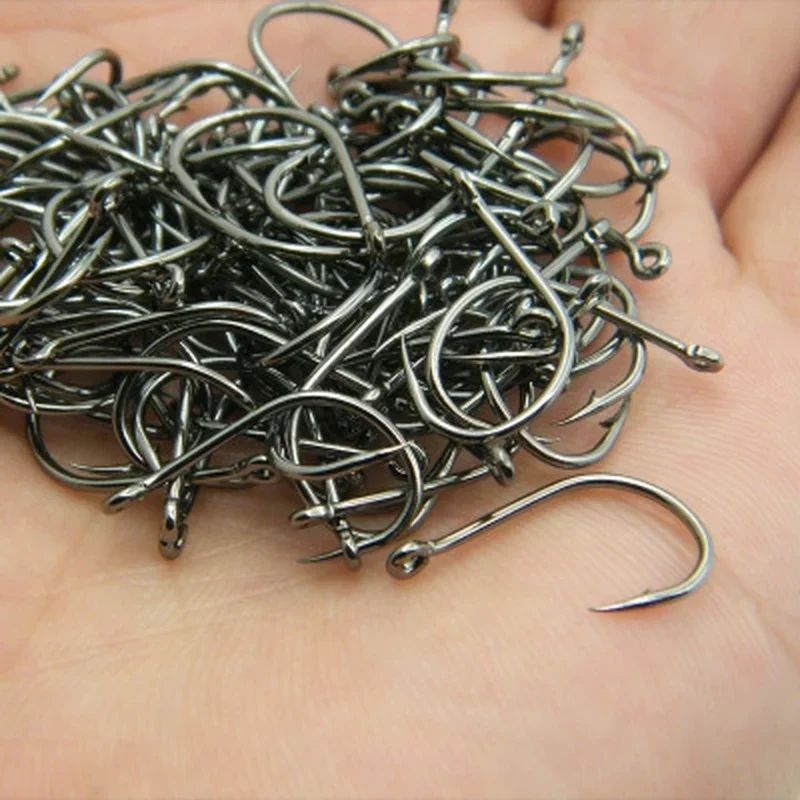 High Carbon Steel Fishing Hooks Set Barbed Circle Hooks 100pcs 3