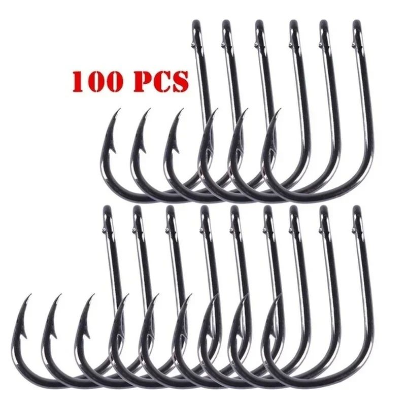 High Carbon Steel Fishing Hooks Set Barbed Circle Hooks 100pcs 5