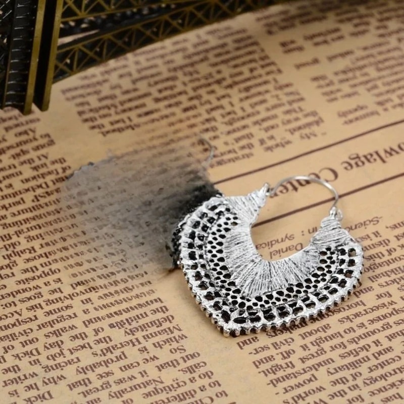 Retro Bohemian Hollow Flower Earrings Ethnic Metal Statement Jewelry 6