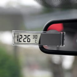 lcd digital car thermometer with clock indoor outdoor temperature display