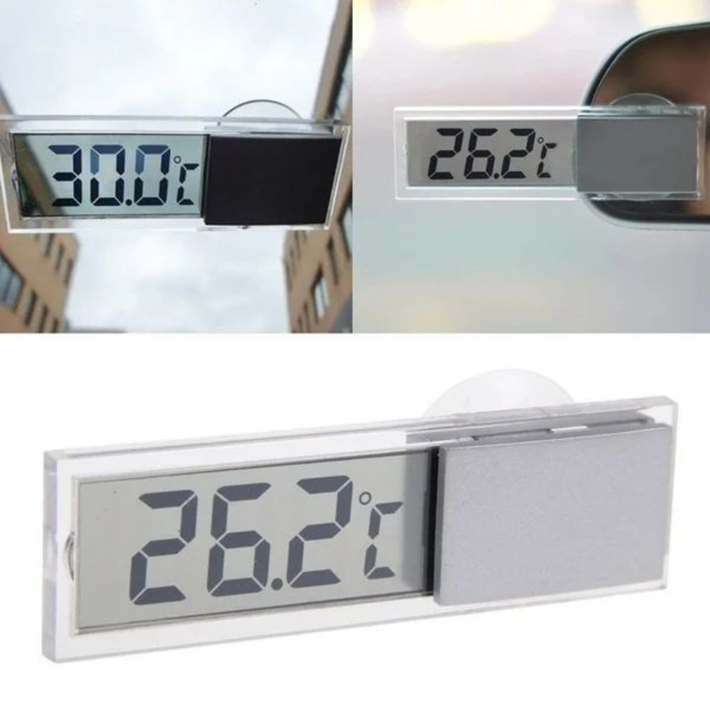 LCD Digital Car Thermometer With Clock Indoor Outdoor Temperature Display 1