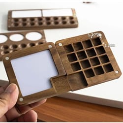 portable wooden watercolor paint box magnetic travel palette