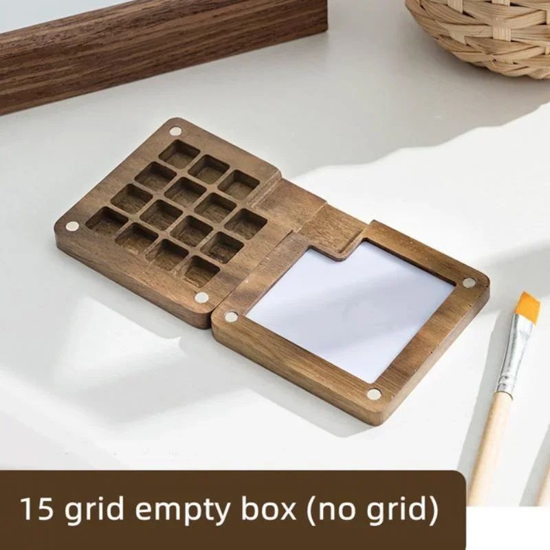 Portable Wooden Watercolor Paint Box Magnetic Travel Palette 7