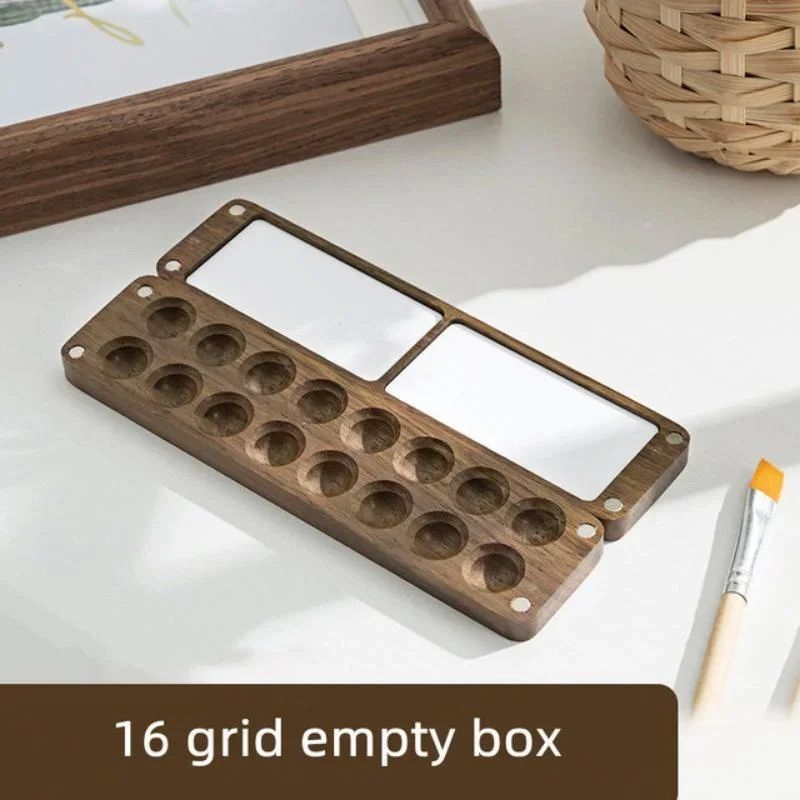 Portable Wooden Watercolor Paint Box Magnetic Travel Palette 8