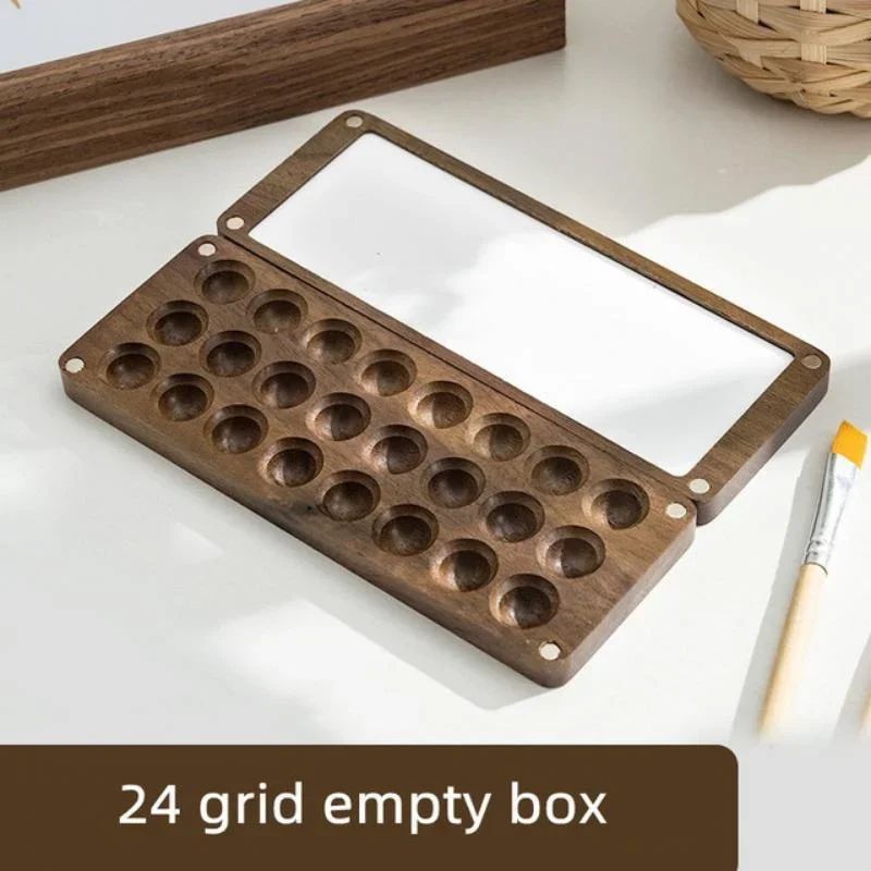 Portable Wooden Watercolor Paint Box Magnetic Travel Palette 9