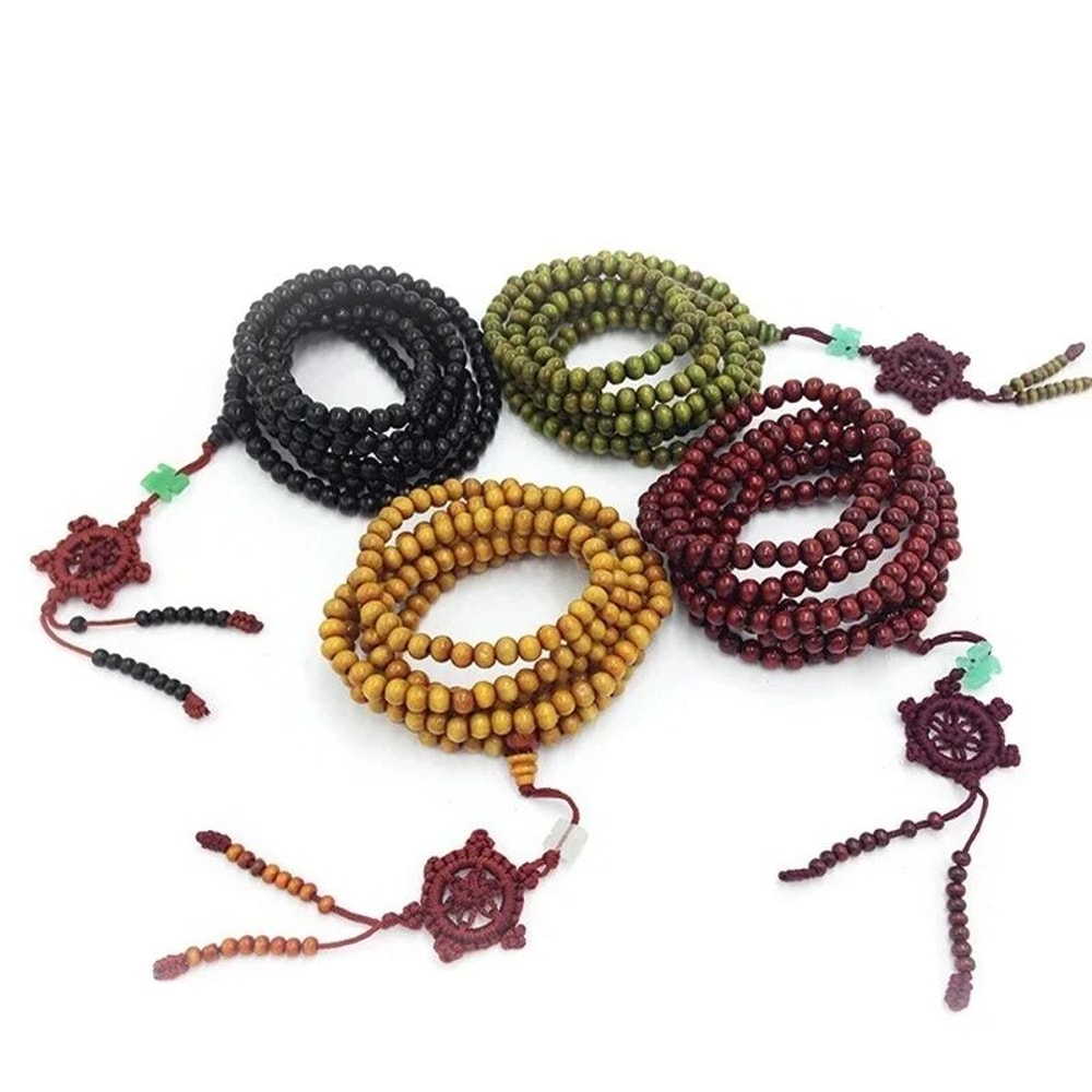 Tibetan Sandalwood 216 Bead Mala Bracelet Necklace For Meditation 1