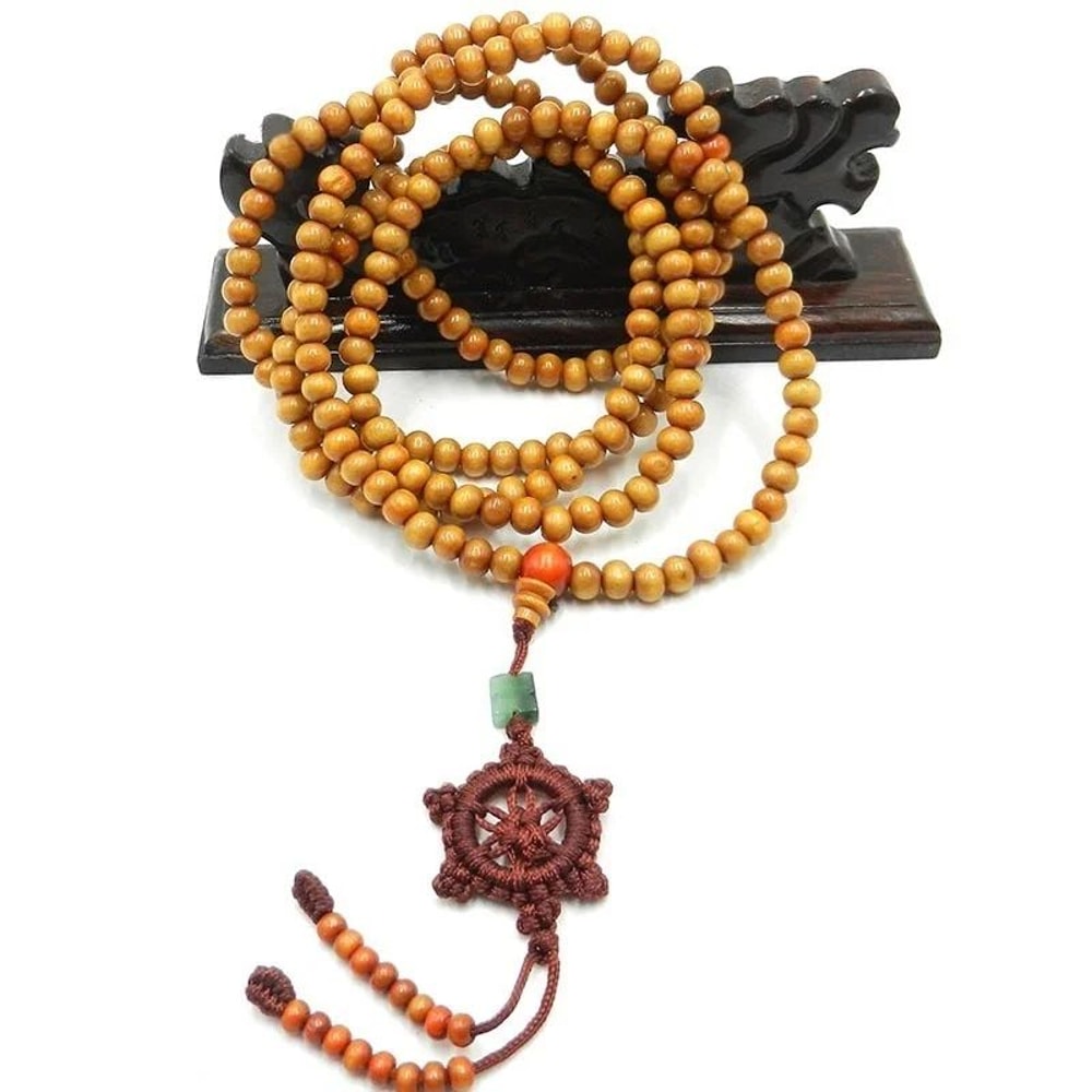 Tibetan Sandalwood 216 Bead Mala Bracelet Necklace For Meditation 3