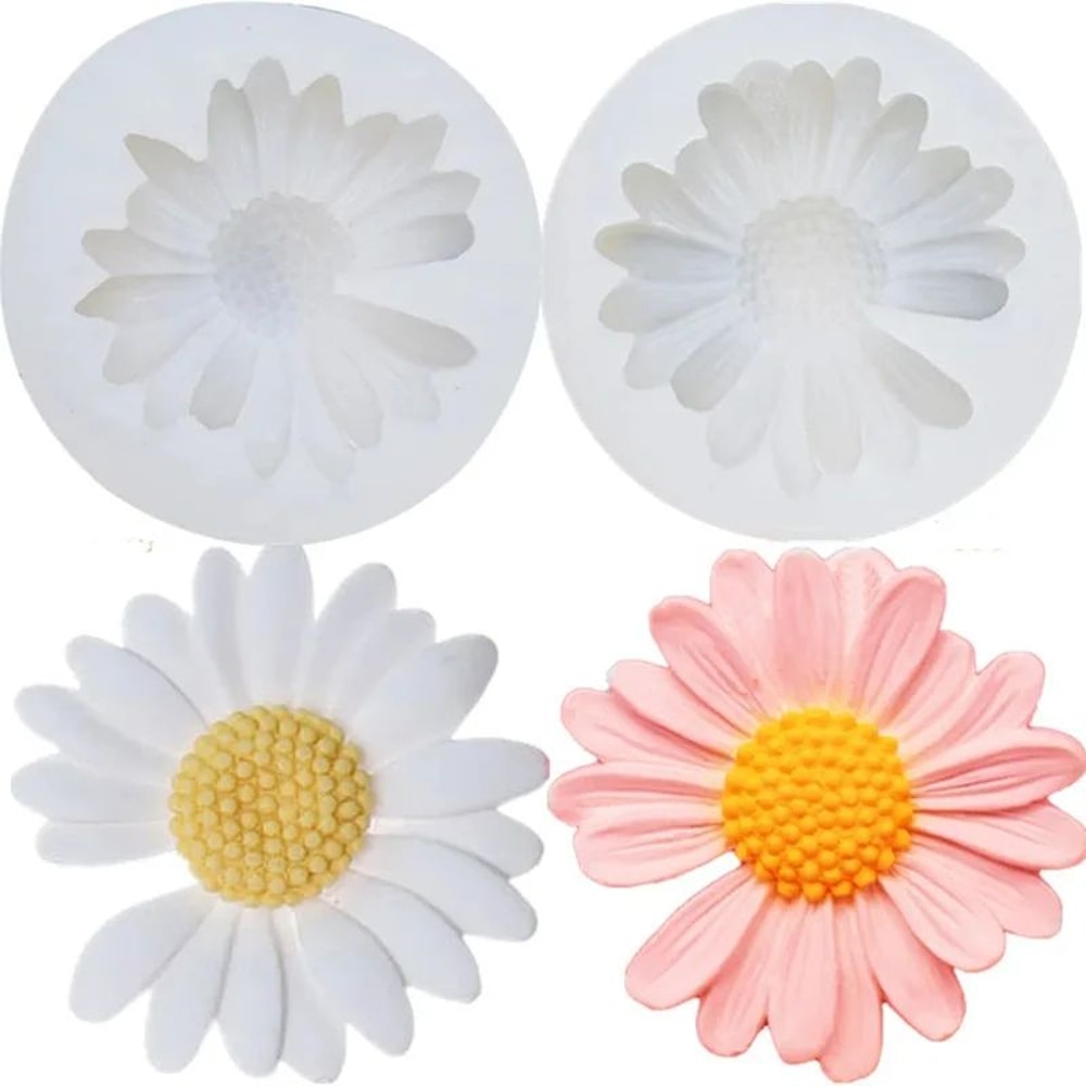 Artisan Daisy Chamomile Silicone Craft Mold Floral DIY Soap Candle Making Mold Set 3