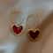 Velvet Wine Red Heart Earrings Elegant Heart Shaped Earrings For Women 0