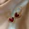 Velvet Wine Red Heart Earrings Elegant Heart Shaped Earrings For Women 1