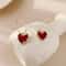 Velvet Wine Red Heart Earrings Elegant Heart Shaped Earrings For Women 2