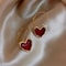 Velvet Wine Red Heart Earrings Elegant Heart Shaped Earrings For Women 4